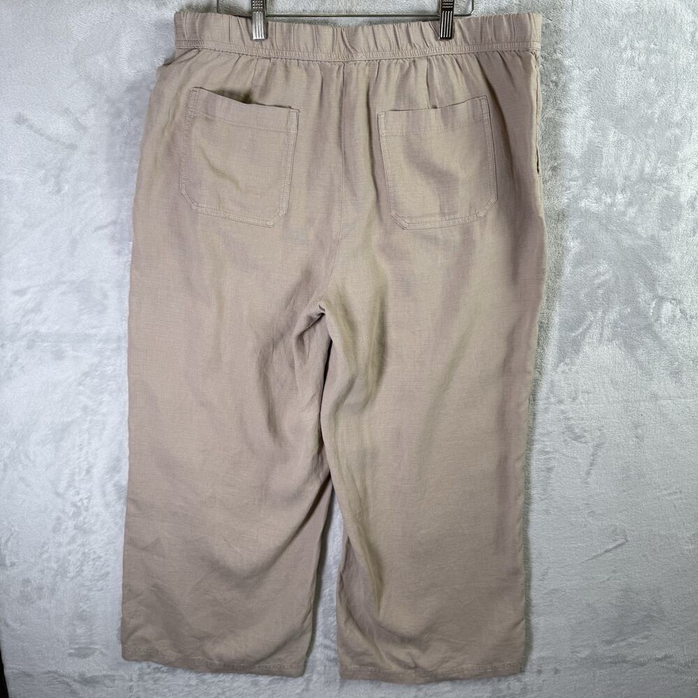 J Jill Purejill Pants Size Medium Tan Beige Wide Leg Linen Blend Boho Artsy - Picture 10 of 13